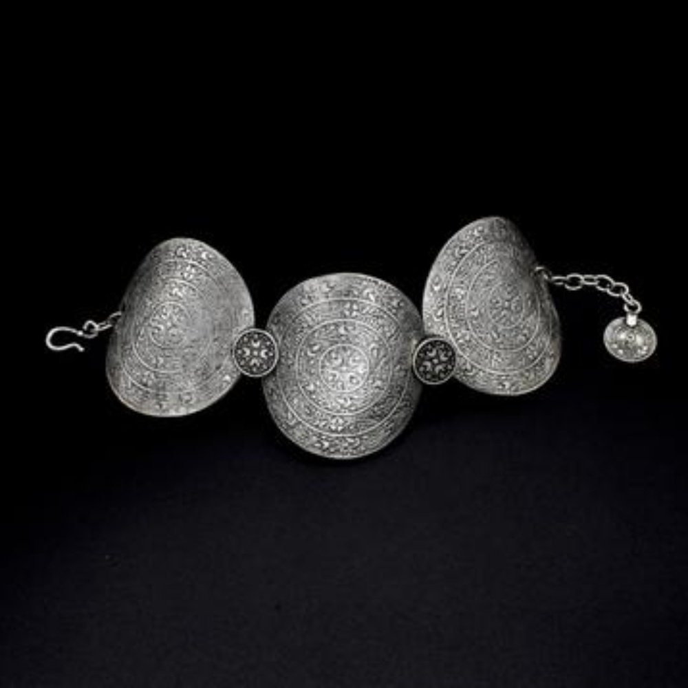 Engraved Pewter Disc Bracelet NWT